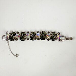 Juliana Smoky Grey Aurora Borealis Crystal 5-Link Bracelet Safety Chain